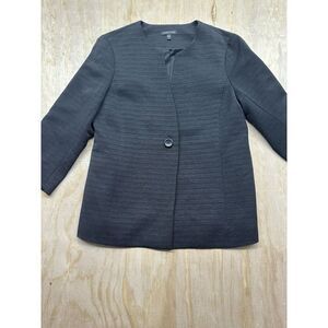 EILEEN‎ FISHER Variegated Sheen Jacket Blazer size S Minimalist Black Elegant